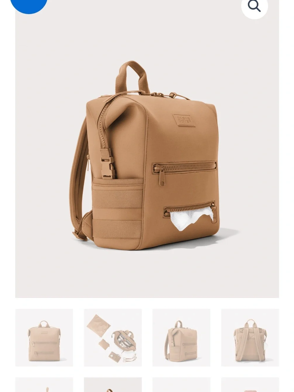 Dagne Dover Indi Diaper Backpack Camel Med NWT